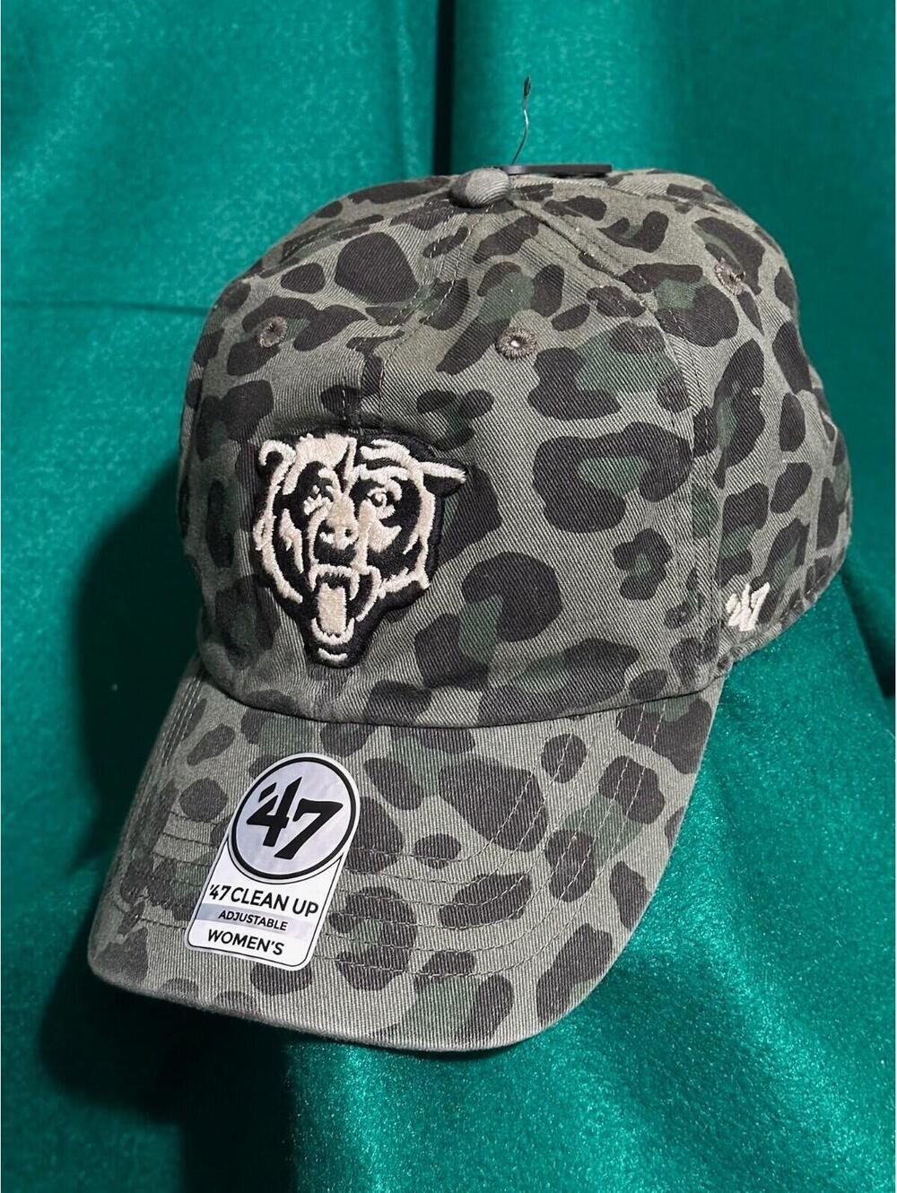 Chicago Bears 47 Brand Women's Green Cheetah Pattern Adjustable Mom Hat OSFM